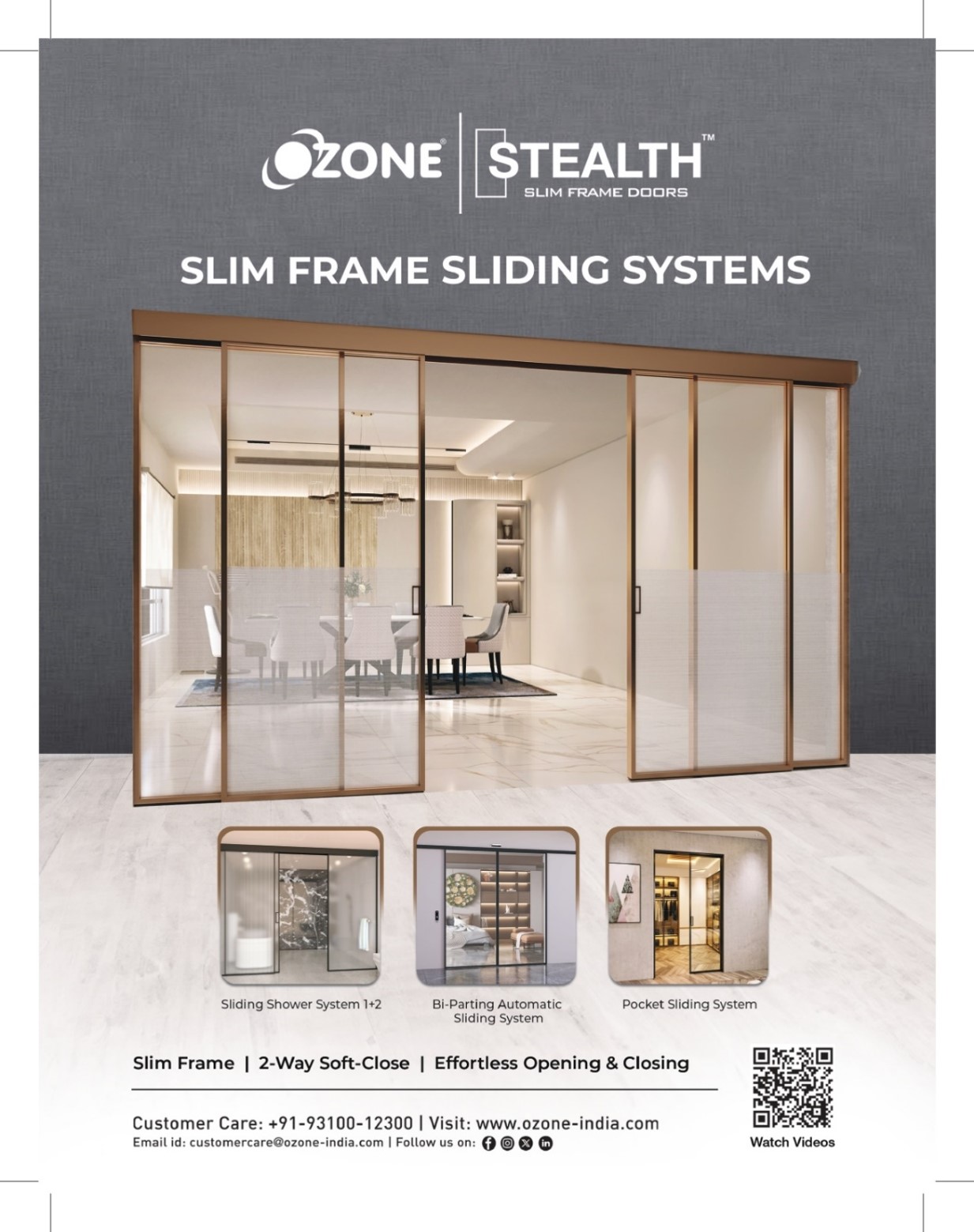 Stealth Slim Frame Sliding Systems | Ozone Overseas Pvt. Ltd