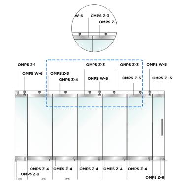 Upper door strip (hinge + roller) | Ozone