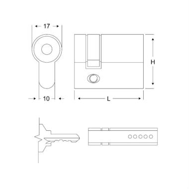 Defend - Half Cylinder with 3 Brass Normal Keys | Ozone