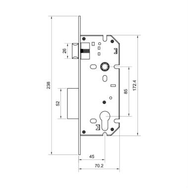 Closed Body Mortise Lock with Strike Plate, Double Throw (SS-304) | Ozone
