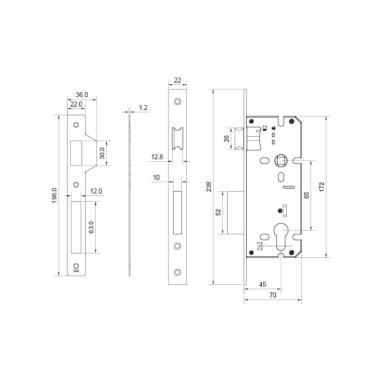 Closed Body Mortise Lock with Dead Bold & Latch Bolt | Ozone