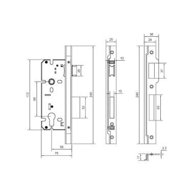 Mortise Lock Body with Latch Bolt & Dead Bolt for Wooden Double Doors | Ozone