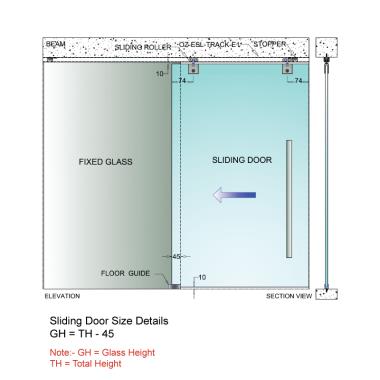 Sliding System Set W|O Track for Single Frameless Door of 60 Kg | Ozone