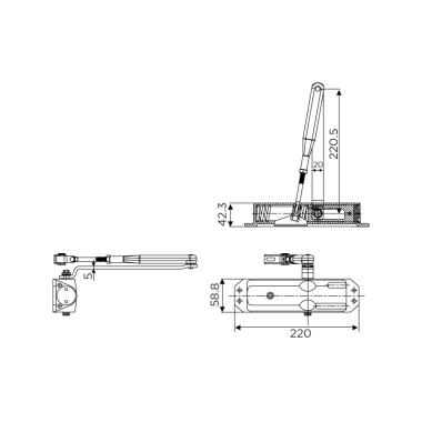 Overhead Door Closer (Scissor Arm), EN 2-4 | Ozone