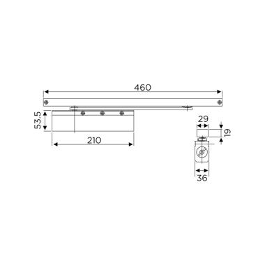 Cam Action Overhead Door Closer (Track Arm), EN 2-4 with Power Adjustable | Ozone